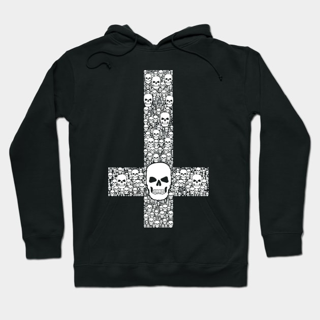 Upside down Cross made of skulls, white Hoodie by HEJK81